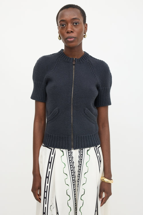 Hermès Cashmere Short Sleeve Zip Sweater