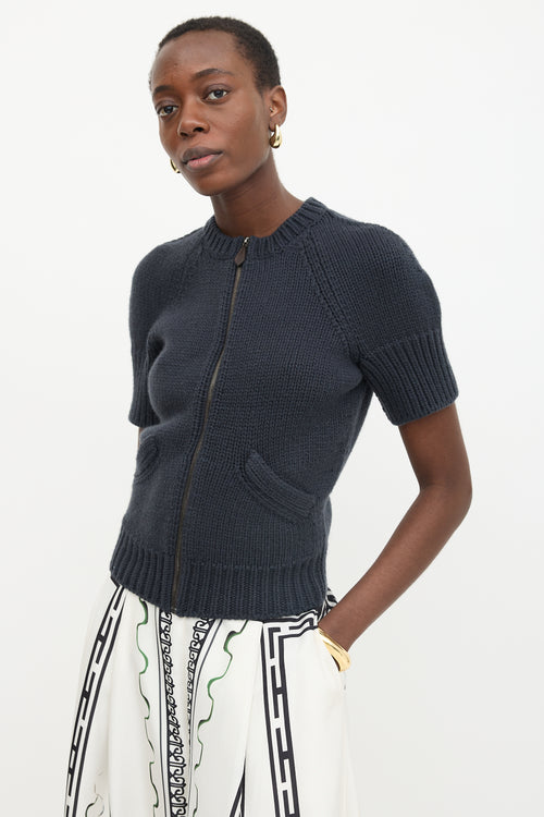 Hermès Cashmere Short Sleeve Zip Sweater