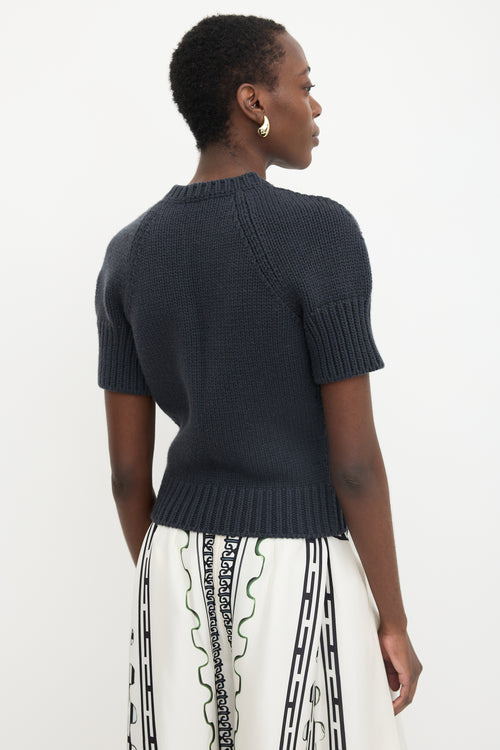 Hermès Cashmere Short Sleeve Zip Sweater