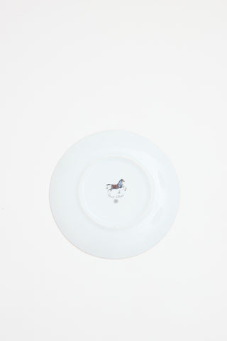 Hermès White & Multi Cheval d'Orient Dessert Plate