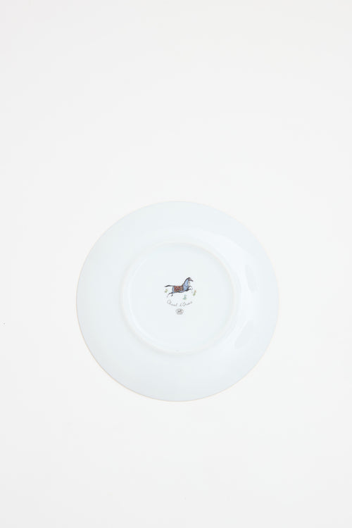Hermès White & Multi Cheval d'Orient Dessert Plate