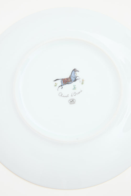 Hermès White & Multi Cheval d'Orient Dessert Plate