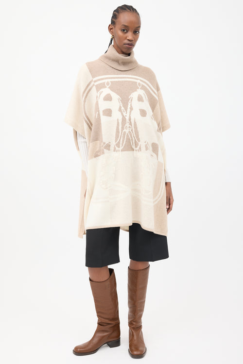 Hermès Cream & Brown Brides De Gala Sweater Cape