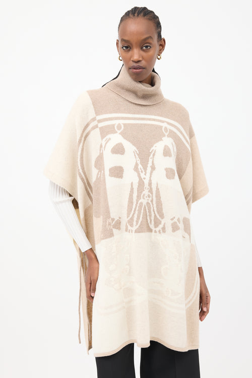 Hermès Cream & Brown Brides De Gala Sweater Cape