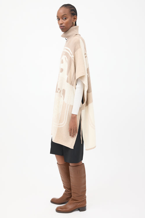 Hermès Cream & Brown Brides De Gala Sweater Cape