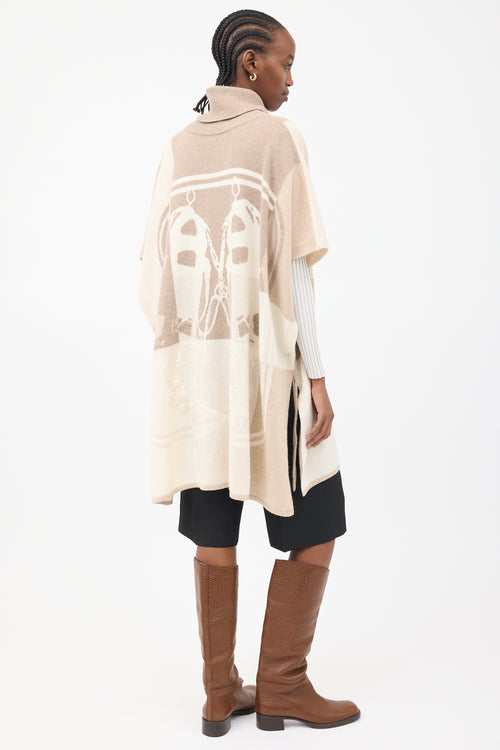 Hermès Cream & Brown Brides De Gala Sweater Cape