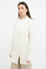 Hermès Cream Cashmere Button Front Long Cardigan