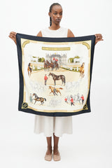Hermès Cream & Multi Silk Les Haras Nationaux Print 90 Scarf