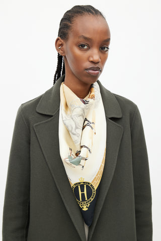 Hermès Cream & Multi Silk Les Haras Nationaux Print 90 Scarf