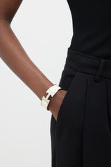 Hermès Cream & Silver Clic Clac H Bracelet