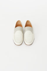 Hermès Cream & Grey Leather Tommy Loafer