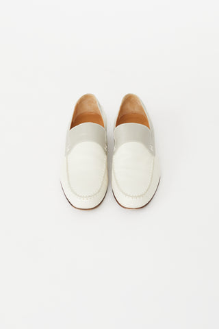 Hermès Cream & Grey Leather Tommy Loafer