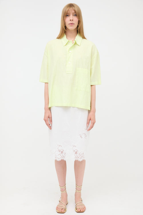 Hermès Crinkled Chemise Polo Top