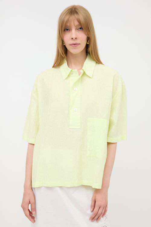 Hermès Crinkled Chemise Polo Top