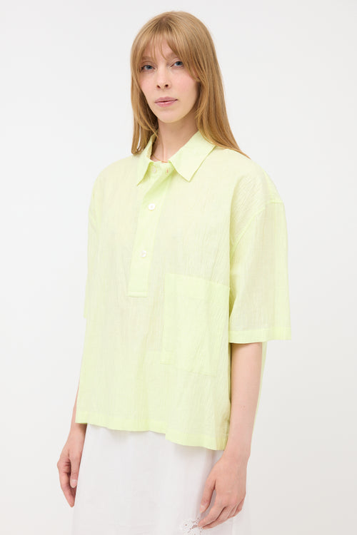 Hermès Crinkled Chemise Polo Top