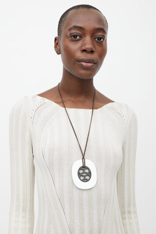 Hermès Dark Brown & White Lift Necklace