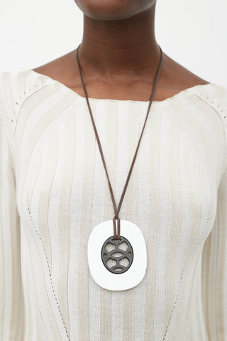 Hermès Dark Brown & White Lift Necklace