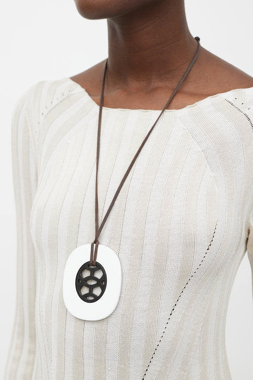 Hermès Dark Brown & White Lift Necklace