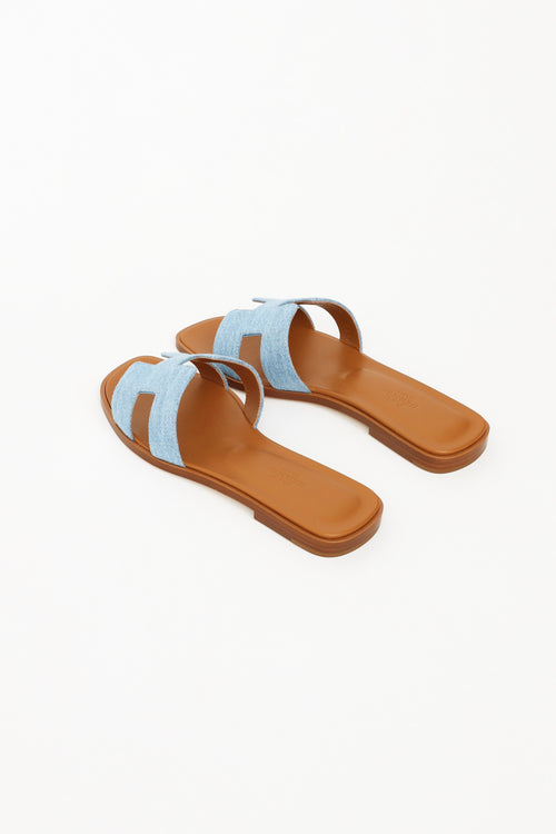 Hermès Denim Cloth Oran Sandals