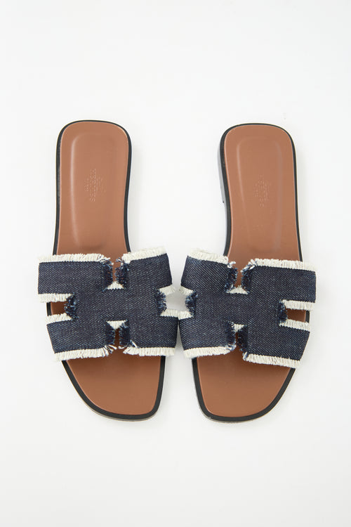 Hermès Denim & Leather Oran Sandal