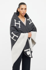 Hermès Grey Ecru & Gris Fonce Avalon Blanket