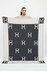 Hermès Grey Ecru & Gris Fonce Avalon Blanket