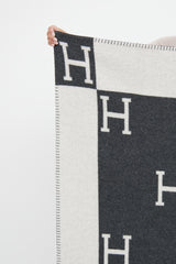 Hermès Grey Ecru & Gris Fonce Avalon Blanket