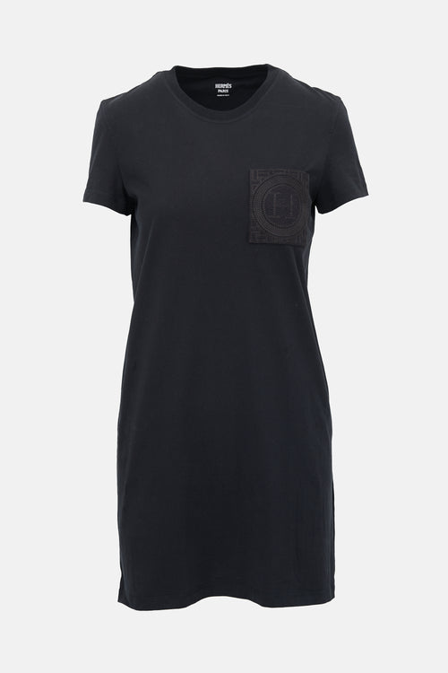 Hermès Embroidered Pocket T-Shirt Dress