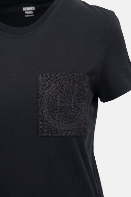 Hermès Embroidered Pocket T-Shirt Dress