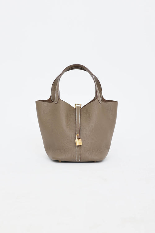 Hermès 2024 Etoupe Clemence Pioctin Lock 26 Bag