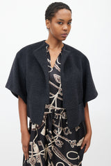 Hermès FW 2002 Grey Wool & Leather Lined Short Jacket