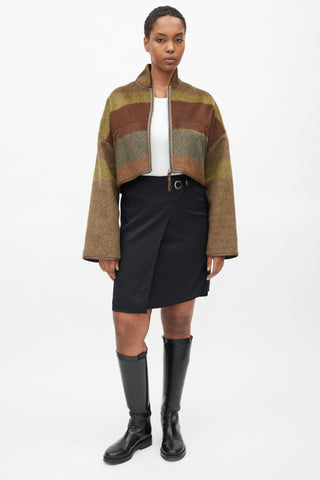 Hermès Fall 2022 Brown & Green Cashmere Crop Jacket