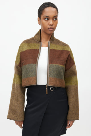 Hermès Fall 2022 Brown & Green Cashmere Crop Jacket