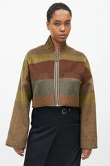 Hermès Fall 2022 Brown & Green Cashmere Crop Jacket