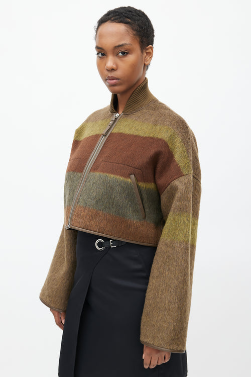 Hermès Fall 2022 Brown & Green Cashmere Crop Jacket