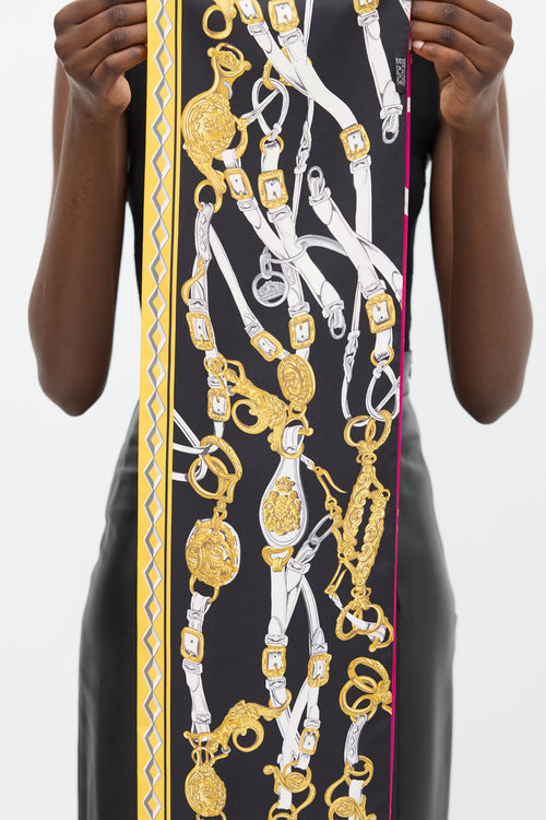 Hermès Fuchsia & Black Silk Brides De Gala Maxi Twilly Scarf