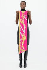 Hermès Fuchsia & Black Silk Brides De Gala Maxi Twilly Scarf