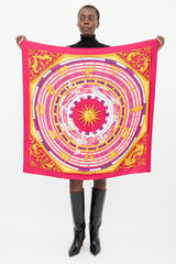 Hermès Fuchsia & Multicolour Silk Astrologie Dies et Hore 90 Scarf
