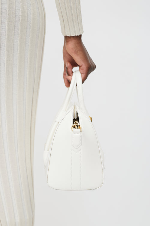 Givenchy White & Gold Mini Antigona Lock Bag