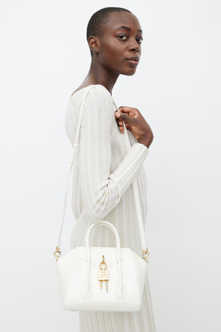 Givenchy White & Gold Mini Antigona Lock Bag