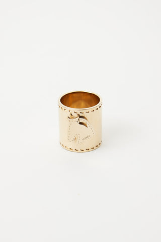 Hermès Gold Tete De Cheval Scarf Ring
