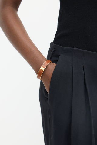 Hermès Gold & Brown Leather Kawaii Bangle Bracelet