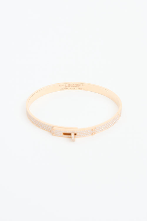  Hermès 18K Rose Gold Kelly Large Diamond Bracelet