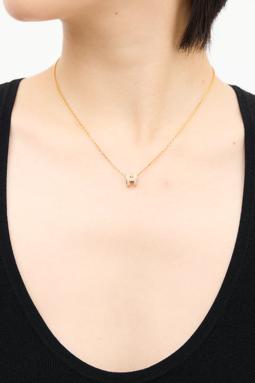 Hermès Gold & Grey Mini Pop H Necklace