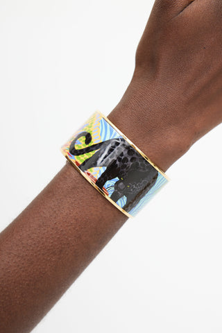 Hermès Blue & Multicolour Jungle Of Eden Print Bangle