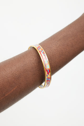 Hermès Gold & Red Narrow Fan Enamel Bangle