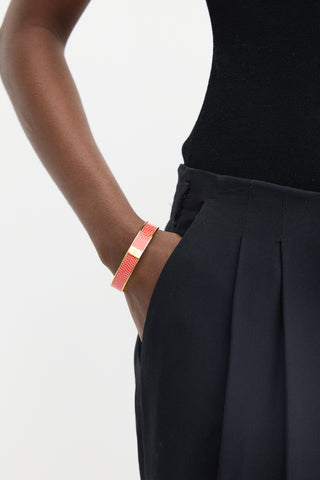 Hermès Gold & Red Exotic Leather Kawaii Bangle Bracelet