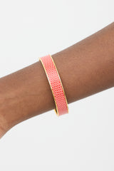 Hermès Gold & Red Exotic Leather Kawaii Bangle Bracelet