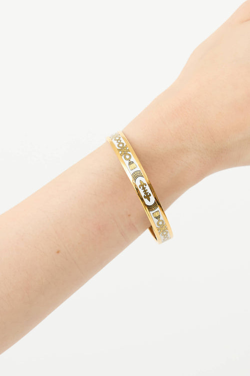 Hermès White Grand Apparat Narrow Bangle