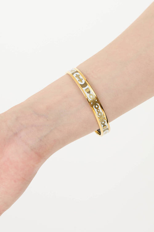 Hermès White Grand Apparat Narrow Bangle